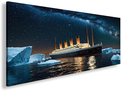Leinwandbild Sternenmeer über der Titanic – Schönheit vor dem Schicksal Panorama 80x40cm XXL Wandbild auf Keilrahmen/Kunstdruck/Bild Wohnzimmer Dekoration