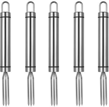 5 Pezzi Forchette per Patate Lessate, Forchetta in Acciaio Inossidabile con 3 Punte, Forchetta Riutilizzabile per Patate Lessate, Spiedini per Pannocchie, Supporto per Pannocchia
