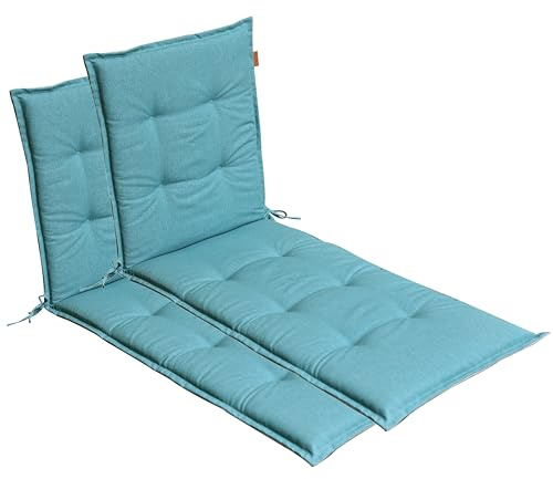 LILENO HOME Sonnenliege Auflage als [2er Set - Rollliege] in Türkis | Gartenliegen Auflage perfekt für Strandliege - Polster für Gartenliege (188x60x5cm) BAR