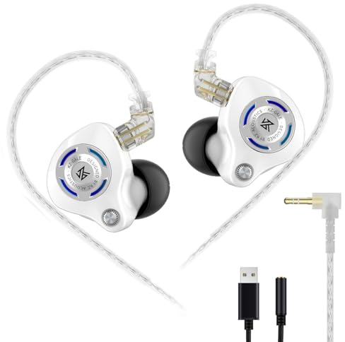 KZ Gale Wired Earbuds, Noise Isolating Fit in Ear Monitors, Ear-Hook Design Never Fall Off, Super-Linear Driver IEM for Musicians, Singer, on Stage, Studio (Nomic, White)