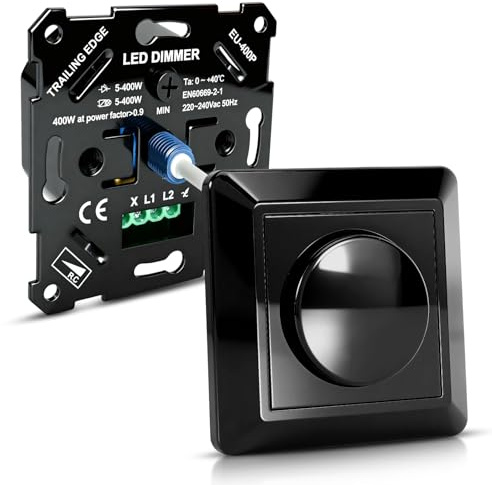 Dimmer Schalter,220-240V Dimmer für Led Lampen,5-400W,Schwarz