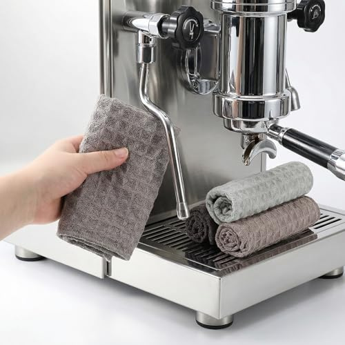 4 Pcs Waffle Weave Microfiber Towel, Professional Barista Towels Coffee Cleaning Accessories, Washable Microfiber Dish Cloths, Reusable Kitchen Towels for Espresso Machine Steam Wand Countertops