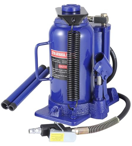 Aptliton Heavy Duty 22 Ton Air Hydraulic Bottle Jack - Pneumatic & Manual Hand Pump - In-Line Cylinder - High Lifting Range 10.24-20.08 - Ideal for Car, Truck, SUV, RV, Industrial Repair -