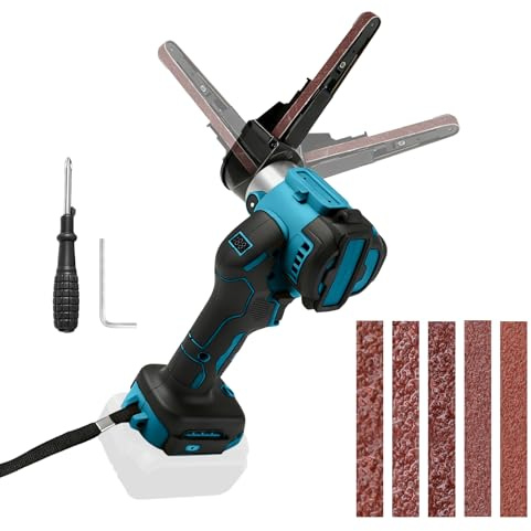 Cordless Belt Sander Compatible with Makita 18V, 13000RPM Brushless 360° Adjustable Electric Detail Sander Grinder with Stepless Speed, 20 Sanding Belts for Wood Metal Plastic (No Battery)