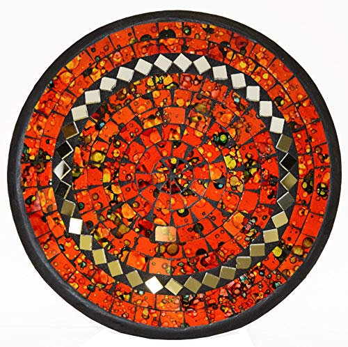 Simandra Mosaikschale Tonschale Glasschale Dekoschale Mosaik Kunsthandwerk Glassteine Deko rund Spiegel L Farbe Orange