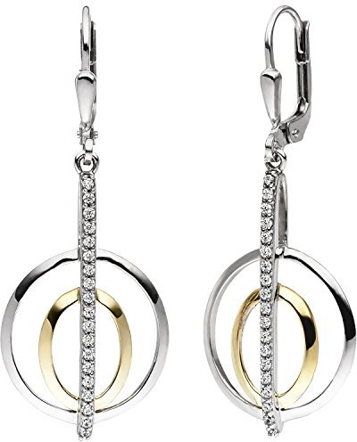 Jobo Damen-Ohrhänger aus 925 Sterling Silber Bicolor vergoldet mit Zirkonia