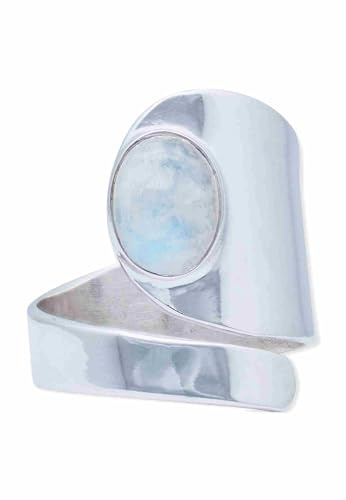 mantraroma Ring 925 Silber MAHAN - größenverstellbar mit Edelstein