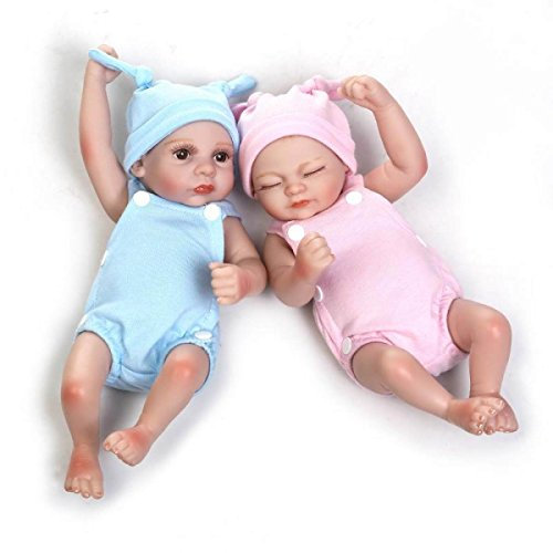 Zwillinge Reborn Babypuppen Handgemachte Lebensechte Realistische Silikon Vinyl Baby Puppe Weiche Simulation 10 Zoll 26 Cm Kann In Das Wasser,Twins