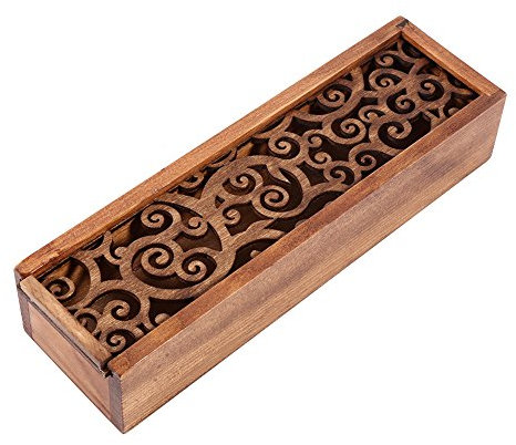 Zerodis Holz Federmäppchen Box Hollow Pen Halter Schreibtisch Veranstalter Student School Office Geschenkbox(#1)
