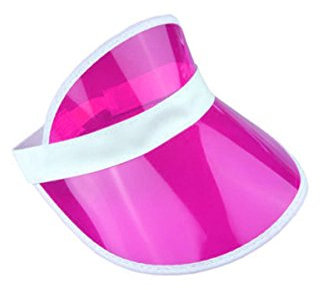 WickedFun® Unisex Retro 80s Neon Sun Visor Hat Headband Cap for Golf Tennis Stag Poker Party (Pink)