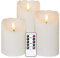 Eldnacele Flammenlose flackernde Kerzen mit Fernbedienung, 3D-Docht, echtes Wachs, batteriebetriebene weiße Stumpenkerzen mit Timer, Set von 3 Stück, für Zuhause, Hochzeit, Weihnachten