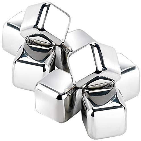 Rosenstein & Söhne Metalleiswürfel: XL-Dauer-Eiswürfel aus Edelstahl für Whisky & Co., 8 Stück je 25 mm (Dauereiswürfel, Party-Eiswürfel, Flaschenkühler)