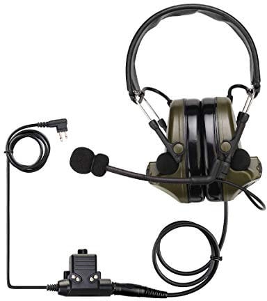 Retevis EHK007 Auriculares Tácticos Airsoft, IPX4, Electrónico, Reducción de Ruido de 28db, Auriculares Protegen Audición para Motorola 2 Pin para Ejercicios Airsoft CS (1 Pieza)