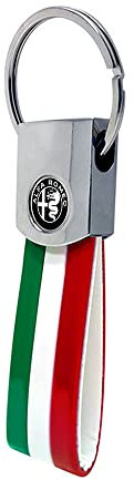 4R Quattroerre.it Schlüsselanhänger Italy mit original Alfa Logos Black 12 mm