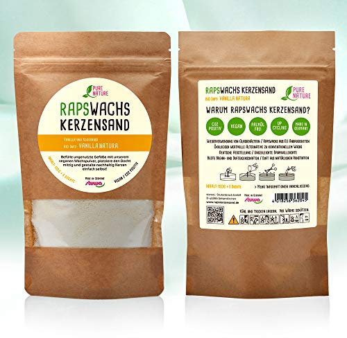 Rapswachs Kerzensand 160 g Beutel mit 6 Baumwolldochten Duftnote Vanilla Natura