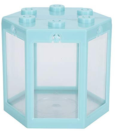 Pssopp Betta Aquarium für Aquarien Mini Aquarium Kleines Hex Aquarium Betta Fish Goldfish Tank Desktop Kunststoff Aquarium für Wohnzimmer Büro Wohnkultur(Blau)