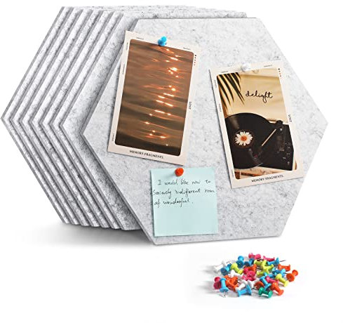 Uoisaiko Groß Filz Pinnwand Selbstklebend Korkplatte Filzplatte mit 30 Pinnnadeln, 8 Stück Korkwand Filzboard Memotafeln Bulletin Board Memo Boards Wanddekoration für Büro Küche Memoboards