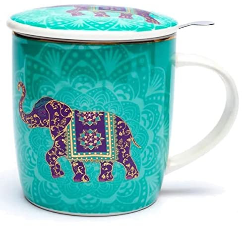 Tazza con infusore in metallo, motivo: elefante