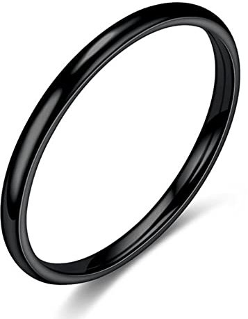 ANAZOZ Bague Acier Inoxydable 2mm Anneau Fin Chic Femme Noir Taille 57