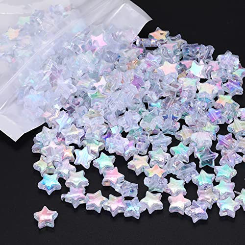 Sibba 220 Stück 10 mm Acryl-Sternperlen mit 1 Rolle Kordel bunte Pastell-Pony-Perlen, charmante Perlen für DIY-Schmuck Basteln Kunststoffperlen für Halsketten Armbänder Ohrringe