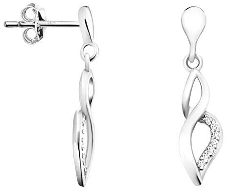 SOFIA MILANI - Damen Ohrringe 925 Silber - mit Zirkonia Steinen - Oval Ohrhänger - E1345