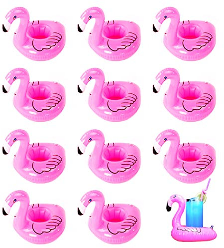Funvalley Surperfect Flamingo Becherhalter, aufblasbarer Getränkehalter für Pool Whirlpool Schwimmen Strand (12 Stück)