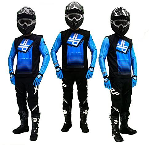 JLP RACING Outfit Hose für Motorrad Cross Quad Enduro MTB Kinder Streifen Blau M
