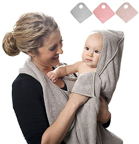 Tyuodna Babyhandtuch mit Kapuze, Kapuzenhandtuch Baby aus 100% Baumwolle,Baby Handtuch Kapuze Saugfähig,Baby Badetuch Schürzen Weich & Super,Personalisierte Geschenke Baby,Unisex (Grau)