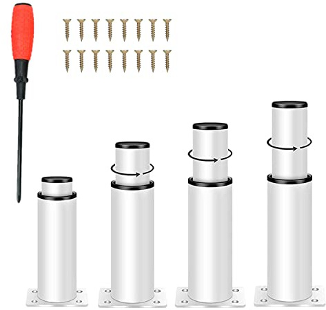 NCRGB 4 Stück Möbelfüße Metall,Verstellbare Möbelfüsse,Einstellbare Höhe,Belastbar bis 800 KG,Möbelbeine für Fernsehschrank Sofa Lehrstuhl (White, 8-12cm)