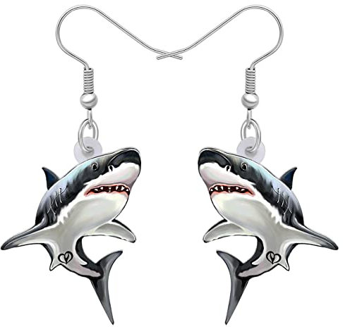 YAYAKO Acryl Anime Hai Ohrringe baumeln Ozean Tiere Schmuck niedlich Hai Geschenke für Hai-Liebhaber Frauen Mädchen Charms (Schwarz 370)