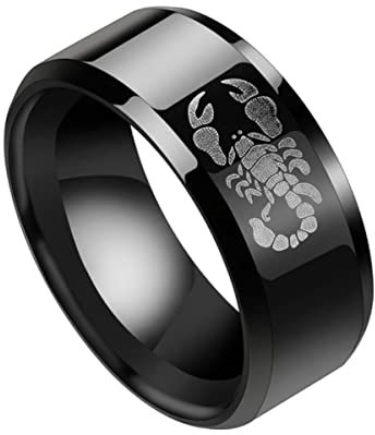 YAHOYA Punk Vintage Schwarz Skorpion Muster Herren Ring Gold Farbe Runde Edelstahl Titan Ringe für Frauen & Herren Schmuck