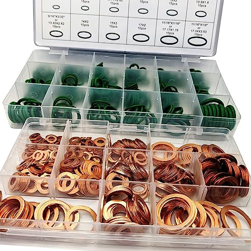 Mobling Nitrile O-Rings Kit, 1 Assortment of 270 Pc (Copper, Washer Kit + 270 O-Rings)