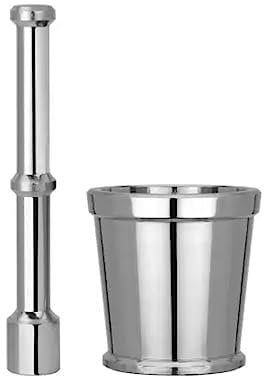 Stainless Steel and Metal Mini Khalbatta Set Size No. 3, Mortar & Pastle Set