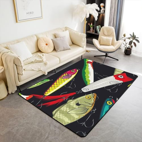 Buohwiwe 3D Teppich Angeln - Modern Schlafzimmer Flanell Teppich Angeln Wohnzimmer Teppich - Dekoration Carpet rutschfeste Teppiche 60x120 cm E1263