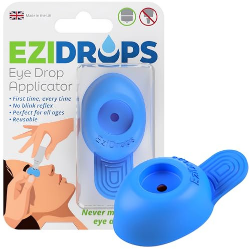 EziDrops Distributeur de gouttes oculaires – Convient uniquement pour les bouteilles à tête large ou plate – Plus de clignotement involontaire et de gaspillage de liquides. – Applicateur de gouttes