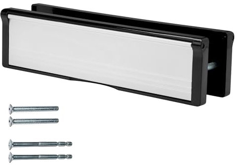 Keypak Briefkasten, 27 cm, verstellbarer Briefkasten für Türen aus UPVC-Verbundholz (schwarz/satiniertes eloxiertes Aluminium, 40–80 mm)