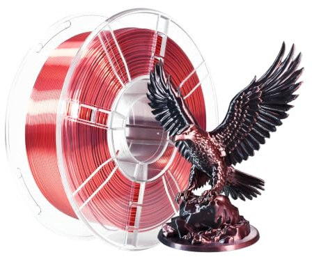 iBOSS Silk PLA Filament 1.75 mm zweifarbiges 3D-Drucker filament,glänzendes PLA Filament,Dual Color 1kg Spule (2,2 lbs),Seide Rot-Schwarz