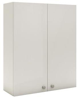 haaus Zaria Badezimmer-Wandschrank, wandmontiert, 2 Türen, glänzend weiß/weiß, MDF-Türen, L 60 x B 22 x H 72 cm