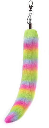 Domasvmd Schlüsselanhänger mit Fuchsschwanz, Kunstfell, Fuchsschwanz, Schlüsselanhänger, weich, pelzig, Taschenanhänger, Schlüsselanhänger, Handtaschenanhänger, Zubehör, a