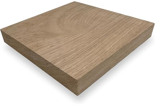 ZUSCHNITTPROFI.DE® Massivholzplatte aus Eiche (20 x 20 x 2,8 cm) – Eichenplatte, handgefertigte Holzscheibe aus glatt gehobeltem Eichenholz – DIY Holz für verschiedene Bau-Projekte