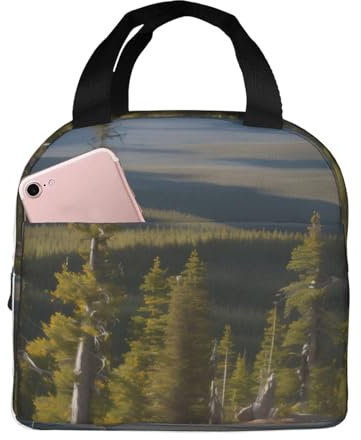 SABFWF Isolierte Lunchtasche, Motiv: Elch, Bergkieferbaum, Unisex, hochdichtes Oxford-Gewebe, Lunchbox-Tasche für Erwachsene