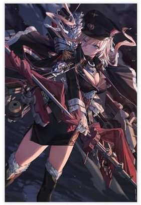 KJUFE Anime-Poster Azur Lane Bismarck, 2 Stück, Leinwandposter, Wandkunst, Dekordruck, Bild Gemälde für Wohnzimmer, Schlafzimmer, Dekoration, 40 x 60 cm