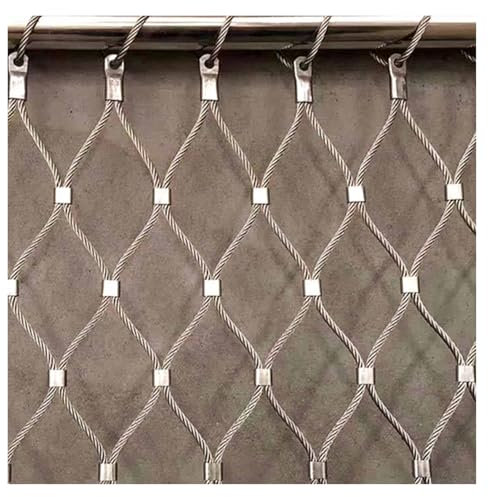 DTVEW 304 Edelstahl-Seilnetz, Flexibles Seil-Geländer-Netz, 5cm/2mm Sicherheitsnetz, Geflügelzuchtnetz, Sicherheitsnetze für Geländer(0.8x15m)