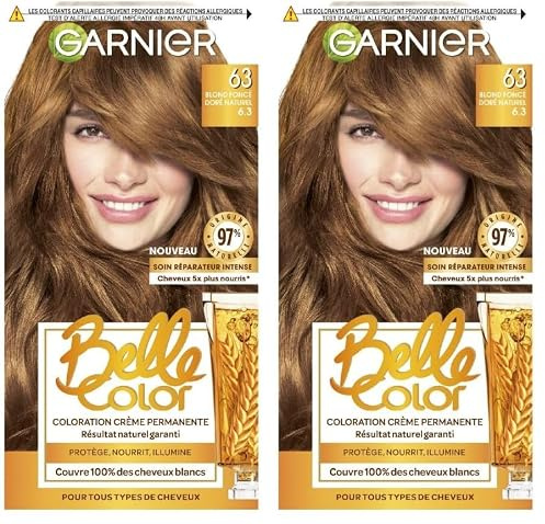 Garnier - Belle Color - Coloration permanente Châtain - 63 Blond foncé doré naturel (Lot de 2)