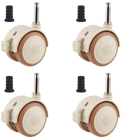 4 Stück Lenkrollen für Kindermöbel, für kinderbett babybett stubenwagen mit rollen, Möbelrollen mit Bremse, freilaufend, leise Geeignet (Blanc)