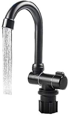 Robinet de cuisine pliable pour camping-car avec pivotant à 360 degrés Noir mat Robinet mitigeur eau chaude et froide