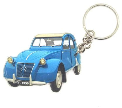Porte-clés voiture vintage 2CV bleue idée cadeau automobile rétro 2 CV miniature