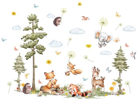 milaosk Pegatinas Pared Decorativas Infantiles Papel Pintado Infantil Vinilo Adhesivo Pared Animales de Bosque Murales Adhesivos y Pegatinas de Pared Decoración de Pared Habitación Niños Bebés