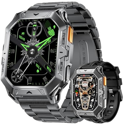 LIGE Montre Connectée Homme avec Appel Bluetooth, 2.13 AMOLED Militaire Sport Smartwatch 100+ Sport/Fréquence Cardiaque/Sommeil/Boussole, 1000mAh IP68 Étanche Android iOS