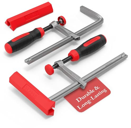 Pack of 2 F Clamps Woodworking Applications bar t track table saw fence system joiner tool bench drill press Professional heavy duty for DIY projects a rubber covers to protect scratches Saw Rail